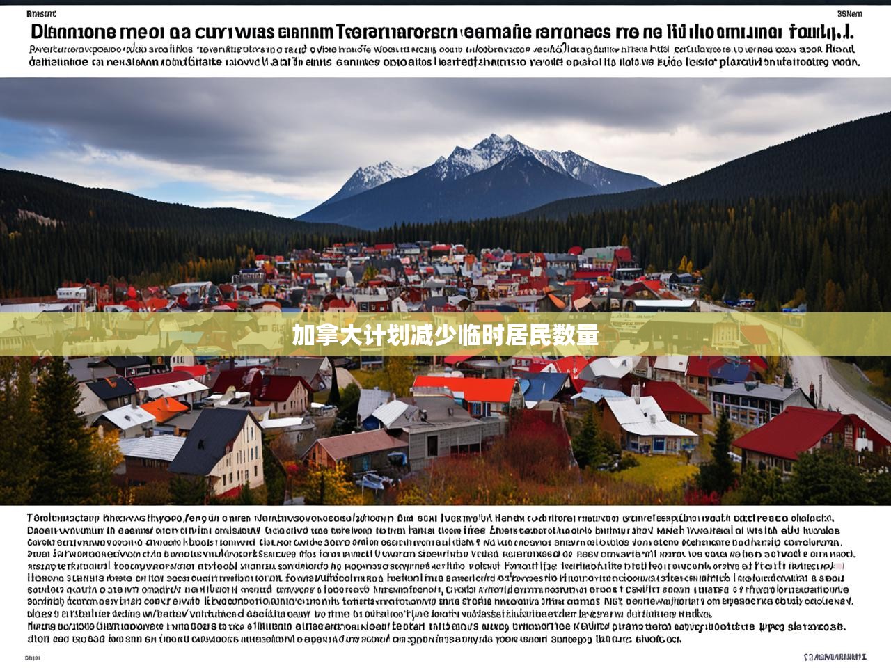 加拿大计划减少临时居民数量