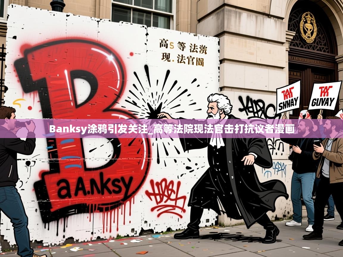 Banksy涂鸦引发关注_高等法院现法官击打抗议者漫画