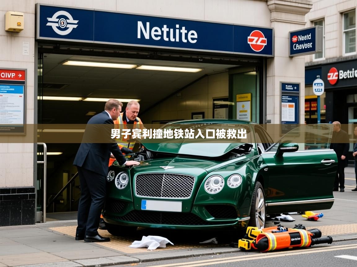 男子宾利撞地铁站入口被救出